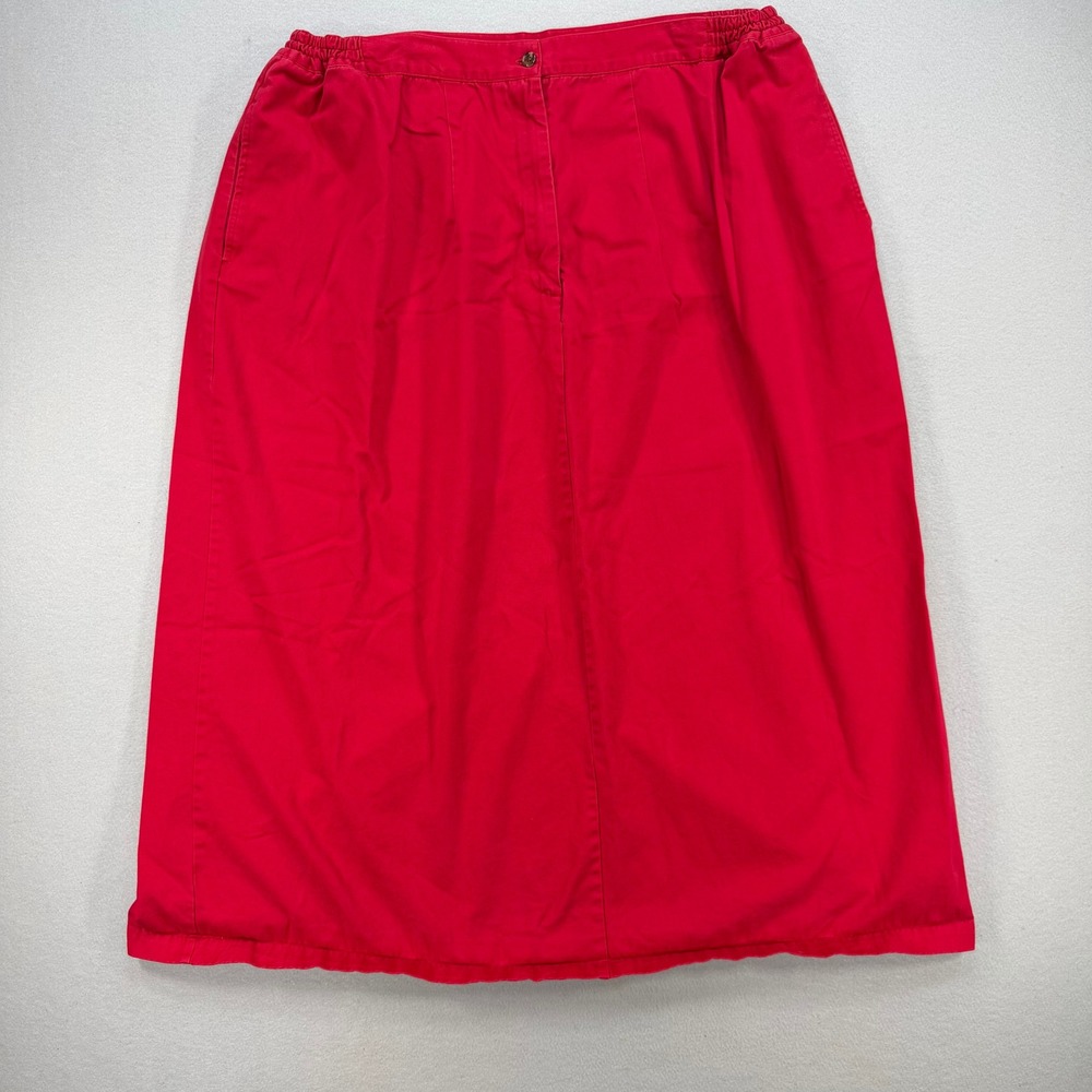 Vtg Bobbie Brooks Y2K Maxi Skirt Women's 24W Red Pockets Front Zip Side Elastic